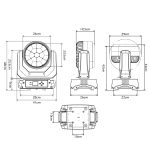 Infografica Schema Dimensioni Testa Mobile Wash Zoom 19x15W